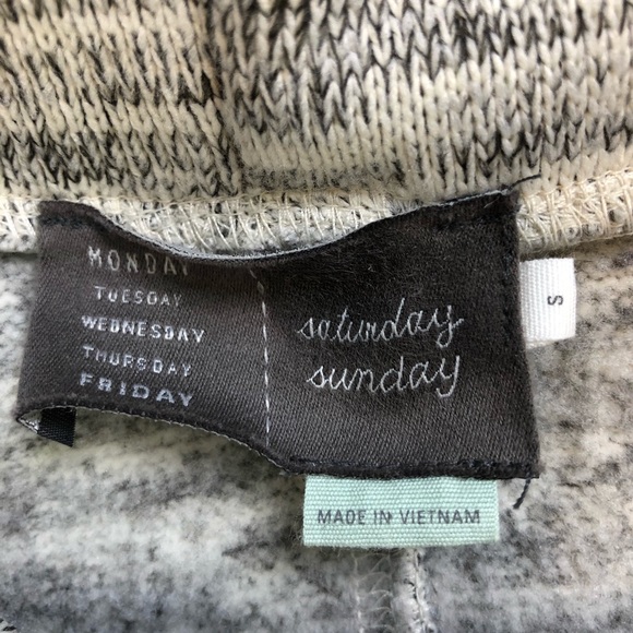 Anthropologie Saturday Sunday Sweatshirt Small gray white stripe top cowl neck - Picture 8 of 8